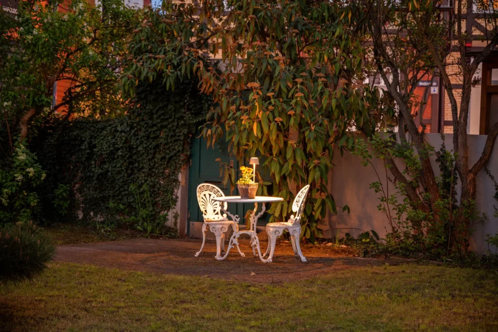 Garden corner at dusk