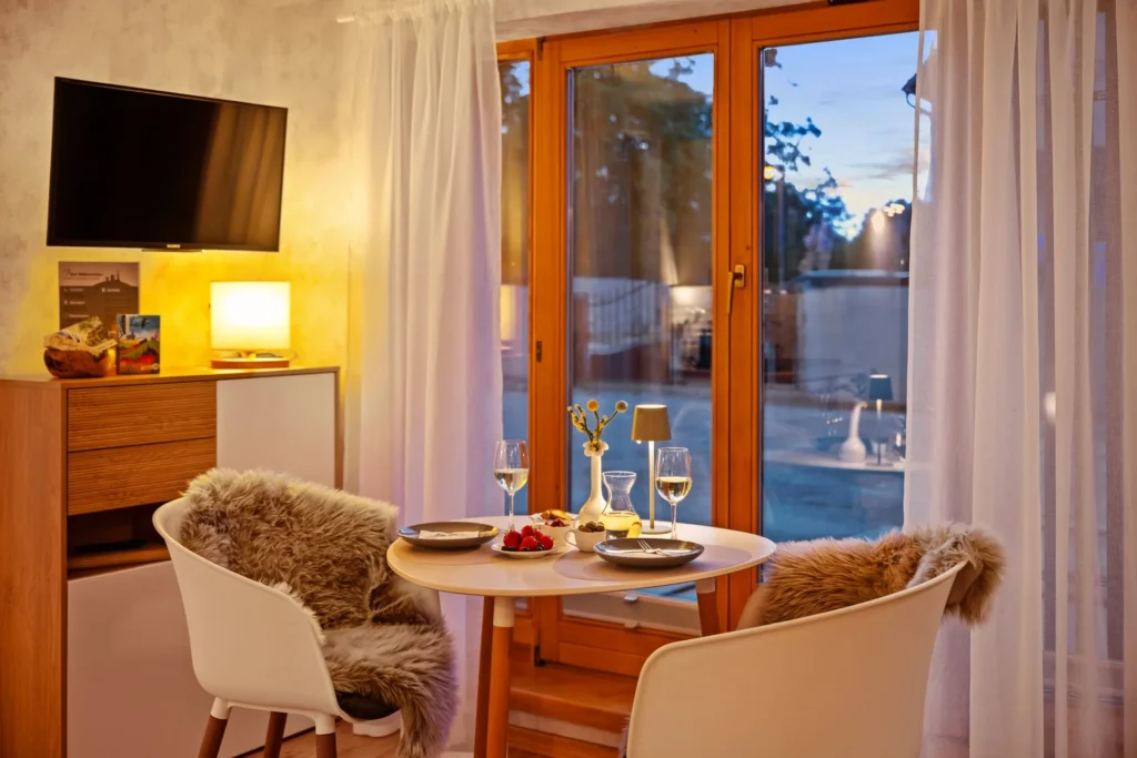 Dining area in the evening