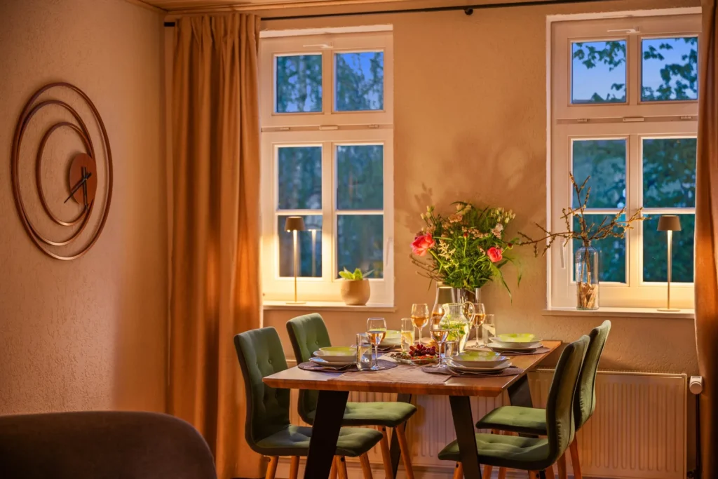 Dining area in the evening