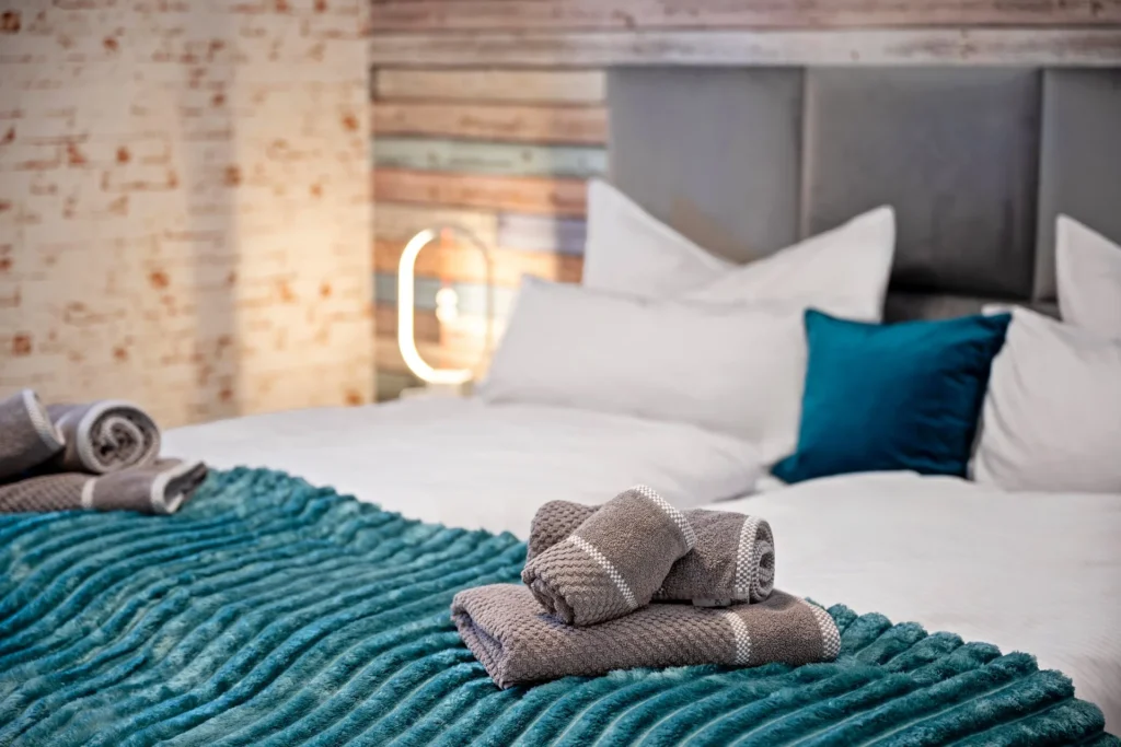 Bedroom 1, detail with fresh towels