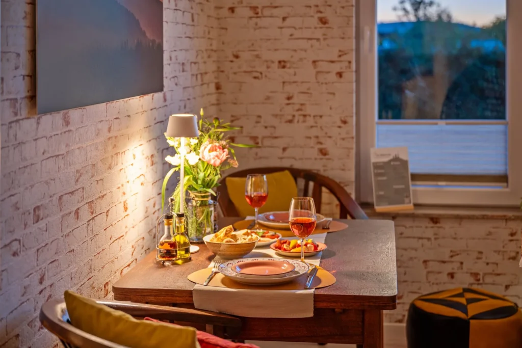 Dining area in the evening